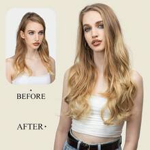 MSARLA Clip In U Part Hair Extensions Dark Brown Synthetic Long Wavy Curly Thick Full Head Hairpiece For Women 24 Inch6001 - 深棕色 - 查看 4