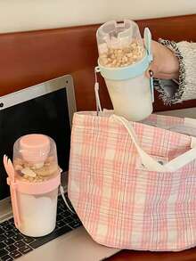 1个沙拉杯（带勺）、燕麦奶玉米搅拌杯、便携式甜点杯午餐盒、派对餐盒、旅行露营返校用品、学生午餐盒、厨房收纳整理