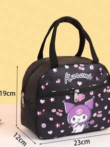 Sanrio Borsa termica per il pranzo con personaggio cartoni animati Kuromi - Borsa isolante impermeabile in tela con simpatico design kawaii, perfetta come borsa da viaggio per donne e ragazze, in cucina, come regalo di Natale o per il ritorno a scuola