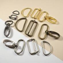 15pcs/Set 15-38mm Mixed Color Metal Belt Buckle Set, D-Ring Buckle, Rectangular Sliding Adjustment Buckle, Rotating Hook Buckle For DIY Pet Collars Handbags And Sewing Crafts - Multicolor - View 3