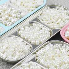 10/30/50/100pcs White Acrylic Beads With Butterfly, Heart, Clover, Water Drop Shapes, Perforated Spacer Beads For DIY Jewelry, Accessories, Hair Decoration, Earrings, Garments, Phone Chains