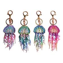 Enchanting Jellyfish Tassel Keychain – Handmade Beaded Bag Charm - Màu tím - Xem 8