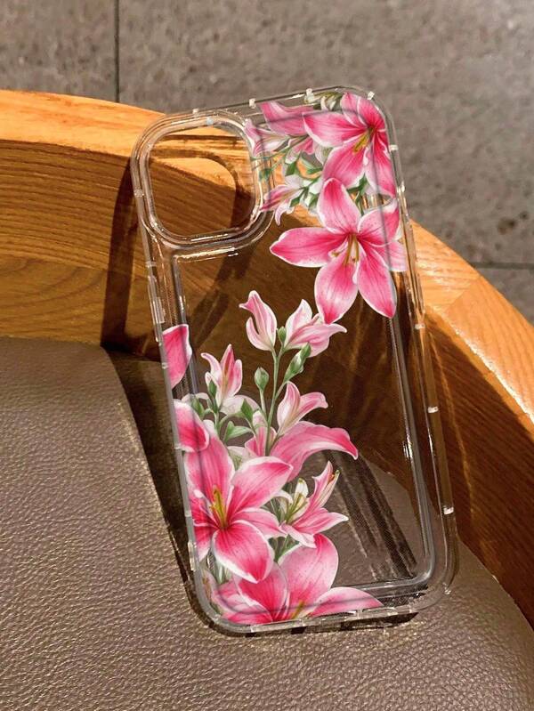 Realistic Lily Print Clear Case Compatible With IPhone