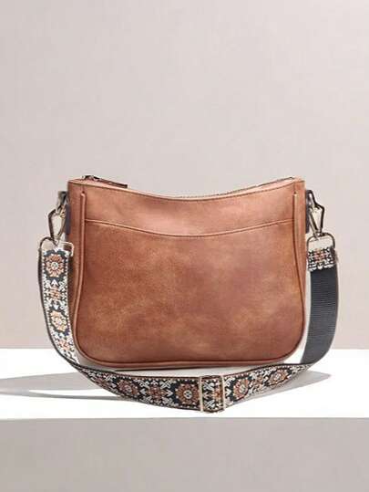 1 pezzo Borsa a tracolla vintage donna casual di grande capacità, borsa a spalla boho con motivo floreale ricamato, strap rimovibile, cuciture rinforzate, tasche multiple con cerniera, adatta per ombrello, borraccia, uso all'aperto, da viaggio, sport, shopping, appuntamenti