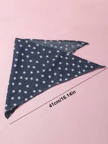 1pc Pet Triangular Bandana, Dog Star Pattern Bib Scarf, Unilayer Pet Bandana 65cm/25.59 Inch - Navy Blue - View 2
