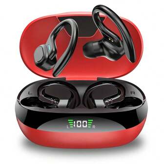 LIFEBEE Écouteurs sans fil LIFEBEE pour la course et la salle de sport, écouteurs intra-auriculaires sans fil avec micro anti-bruit, casque sport avec crochet d'oreille, casque intra-auriculaire stéréo avec boîtier de charge avec affichage LED, écouteurs avec crochet d'oreille