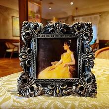 CISOO 2.5x3.5 Vintage Small Picture Frame, Antique Ornate Green And Gold Wallet Size Photo Frame, For Table Top And Wall Display, Decorative Floral Design Retro Home Decor, Photo Gallery Art