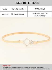 1件装女士菱形水钻金属细腰带 - B - 查看 2