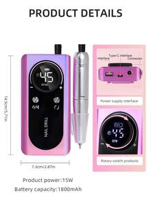 45,000RPM Professional Electric Nail Drill Polishing Manicure Tool, Nail File, Sander, Grinder - White - View 7