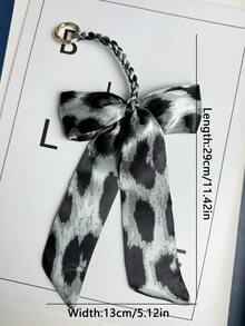 1pc Minimalist Leopard Print Bow Bag Charm / Keychain Pendant Cheetah Print Backpack Decor Bows - Dark Grey - View 8