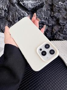 1pc White Leather Mobile Phone Case, Imitation Leather Mobile Phone Case, Comfortable And Non-Slip Mobile Phone Case, Suitable For All Models Of Apple Mobile Phones, Can Be Used For Apple 11/12/13/14/15/16/Pro/Plus/Pro Max/16e Mobile Phone Case - 白色 - 查看 4