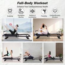 Pilates Reformer Machine 75"/91" ,Pilates Equipment With Springs For Full Body,Pilates Reformer Bed W/Dual Resistance Springs & Elastic Resistance Bands - 91" - Xem 7