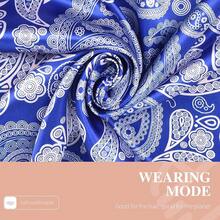 35 Inches Silk Head Scarf-Satin Hair Scarves Silk Bandana Scarf Headscarf For Women's Fashion Scarveshalloween - 中腰果 - 藍色 - 查看 8