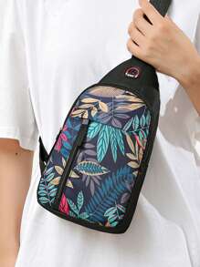 Bolsa de peito feminina moderna, nova, tecido oxford, bolsa transversal de ombro único, mochila de peito estampada da moda, transversal