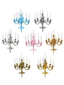 1 件/2 件/3 件/4 件/5 件粉色/金色/银色/古铜色/卡其色/蓝色/灰色塑料烛台形状（带配套蜡烛）烘焙蛋糕装饰，复古生日烛台装饰，烘焙蛋糕烛台装饰，病毒蛋糕架烘焙配件适用于情人节、婚礼季、返校季、母亲节、节假日、生日派对