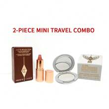 Charlotte Tilbury CT Mini Airbrush Powder & Lipstick Duo | 2-Piece Makeup Travel Set | Air Brush Brightening Loose Powder (0.8g/0.02oz), And Lipstick Icon Baby (1.1g/0.03oz) Travel Size - BỘ DU LỊCH-2 CÁI-PL - Xem 1