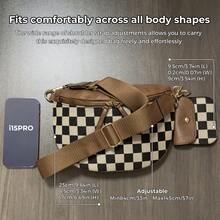 GAINSNS Checked Pattern Crossbody Bags For Women, Women's Fanny Pack With Headphone Bag, Fashion Shoulder Bag With Adjustable And Removeable Straps For Daily Shopping Travel - 棕色 - 查看 7