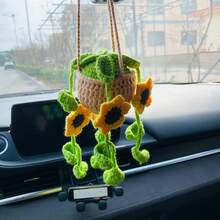 onEternal Handmade Sunflower & Ivy Hanging Decor, Car Interior Accessory, Mirror Ornament, Gift, Home Decor, Christmas & Halloween Gift