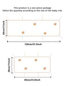 AIBOYING 1件装婴儿床一体式软质防撞护栏，婴儿床护栏垫，新生儿卡通刺绣防撞垫，儿童防撞围栏 - 星星小熊 - 查看 6