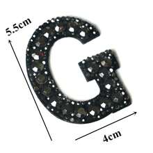 A-Z 1pc Black Letter Rhinestone Heat Transfer Patch DIY Shirt Jacket Name Rhinestone Applique Sew/Glue On Patch - Black - View 23