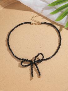 1 Peça Colar Vintage Minimalista Feminino com Pendente de Borboleta de Contas de Vidro Preto, Adequado para Meninas e Senhoras Usarem em Ocasiões como Festas, Encontros, etc.