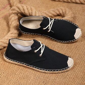 1 双男士编织渔夫鞋、透气亚麻鞋、休闲鞋、帆布鞋、低帮鞋、百搭一脚蹬乐福鞋、手工编织复古健身鞋、船鞋、涉水鞋、赤脚鞋、包头编织亚麻鞋、一脚蹬休闲鞋、橡胶底帆布鞋