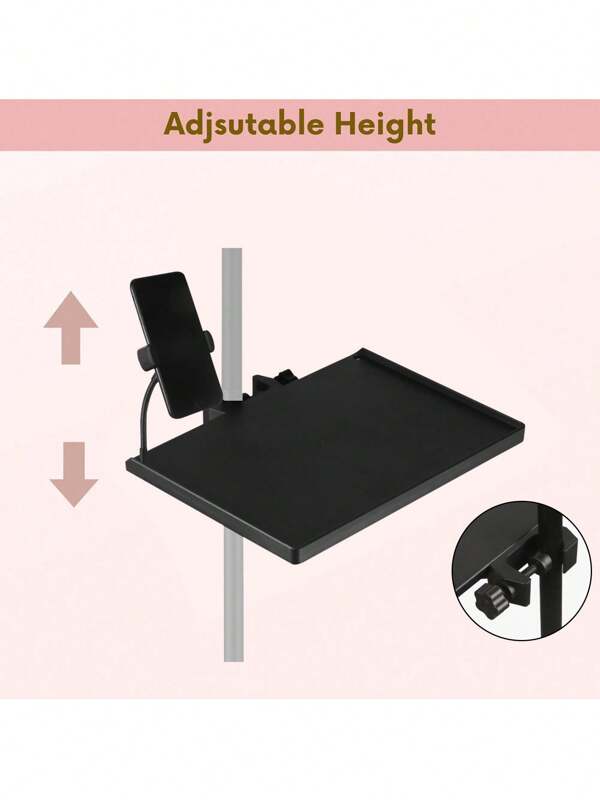 1 Eyelash Storage Tray, Black, Multifunctional Adjustable Phone Holder And Tray, Multifunctional Storage Rack Suitable For Eyelash Beauty Tools And Daily Use