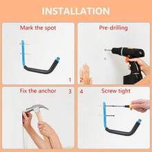 Kayak Storage Rack Kayak Wall Mount For Garage Kayak Storage Rack Wall Mount For Hanging Canoe Surfboard Snowboard Paddle Board Ladders Bikes For Garage Or Shed Outdoor Storage 4 Pack 6 Color - Blue - View 6