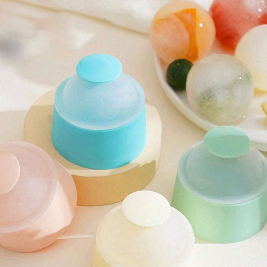 1 个硅胶冰球模具，圆形球体硅胶冰块托盘，硅胶冰球直径 2.5 英寸/6.5 厘米 - 彩色 - 查看 1