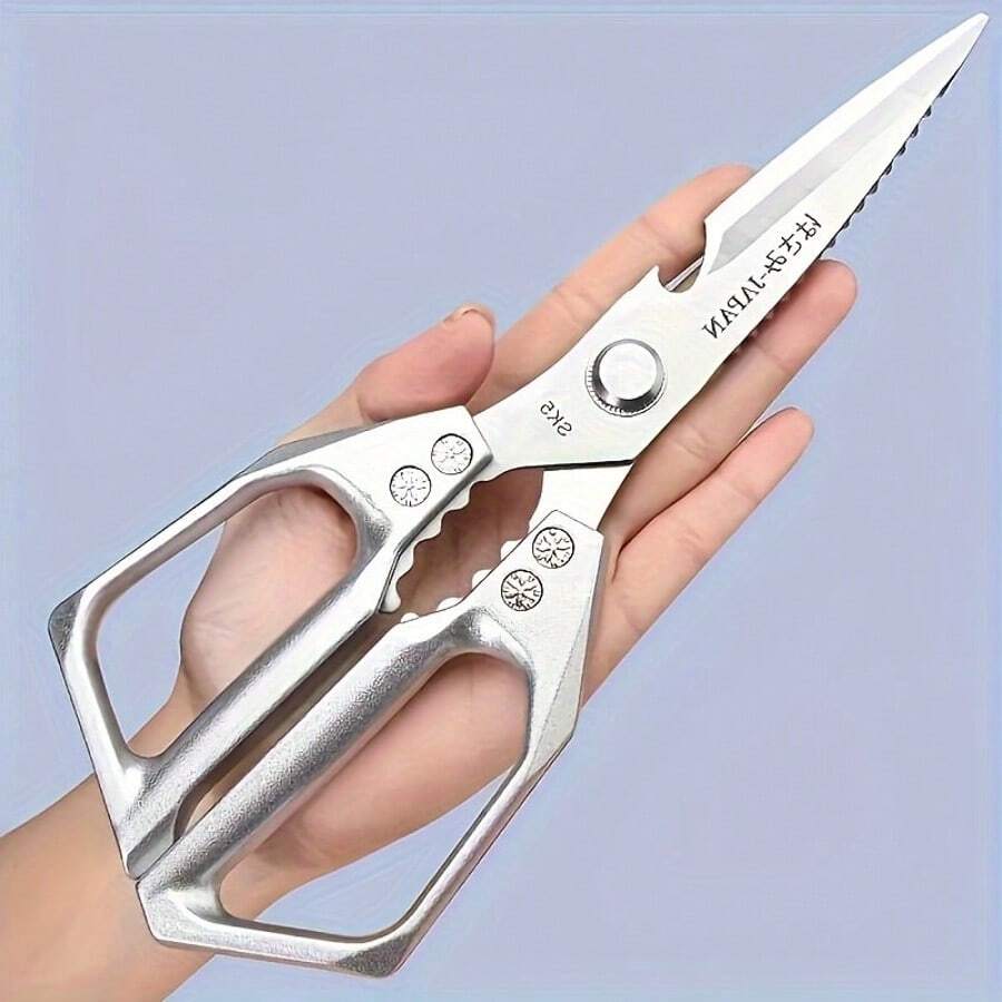 1pc Stainless Steel Kitchen Scissors, Chicken Bone Scissors, Multi-Functional Meat Scissors For Outdoor, Suitable For Home, Restaurant, Outdoornic Kitchenware Time-Saving And Labor-Saving - Silver - View 1