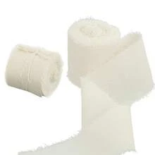 1Pc/5Pcs Chiffon Edge Ribbon Ribbon For Wedding Decoration Bouquet Decoration Handmade Decoration Invitation Card Decoration Home Decoration Gift Packaging Suitable For Wedding Party Birthday New Year-White - White - View 4