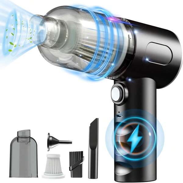 1PC 2000 MAh Mini Powerful Car Vacuum Cleaner, Cordless Household Cleaning Robot, Blow & Suction All-In-One Vacuum Cleaner For Cleaning Home, Keyboard, Sofa And Wet/Dry Vacuum Cleaner Vacuum Cleaner Accessories Cleaning Supplies Small Appliances
