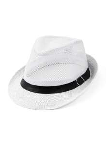 1pc Solid Color Bohemian Style Teardrop Straw Hat, Unisex Jazz Cap, Versatile For Commute & All Seasons