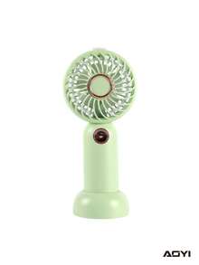 AOYI 1 Mini ventilador de mano recargable con diseño de dibujos animados, 3 velocidades ajustables, con cable de carga USB y base - Multicolor - Ver 10