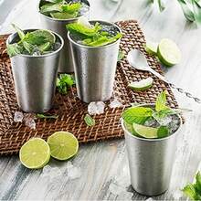 4 piezas de vasos de acero inoxidable de 16 onzas - irrompibles, apilables, reutilizables y duraderos, tazas de bebida de metal perfectas para acampar, actividades al aire libre, senderismo, picnics, fiestas y decoración del hogar, utensilios de bebida esenciales para verano e invierno