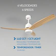 132cm Ceiling Fan With LED Light, 6 Speeds, Low Noise, Summer/Winter, With OstarkDom-LEDUNI Remote Control - 53W-woof - View 3