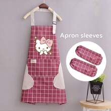Sanrio 1 Stück Sanrio Cartoon KT Katze Schürze, tragbar, Haushalt, Küche, Reinigungs-Schutz, wasserdicht, ölsicher, verdickte Gurtbänder, Restaurantpersonal, abriebfest, Taille