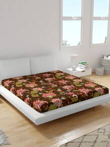 1 pieza Sábana ajustable con estampado floral tropical digital, ropa de cama con aloe vera amigable con la piel, adecuada para todas las estaciones como protector de colchón, regalo para vacaciones, disponible en múltiples tamaños, se ajusta a camas de hasta 25 cm de altura (1 pieza de sábana ajustable solamente, sin funda de almohada ni relleno)