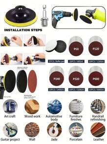 4 Inch Hook And Loop Pad - M10 Thread, Suitable For Cordless Drill/Angle Grinder - Electric Grinder Hook And Loop Disc, Buffing Pad, Self-Adhesive Plate, Angle Grinder Grinding Disc, Electric Drill Grinding Disc, Sandpaper (P60/P120/P240/P230/P600) Applicable For - Wood, Metal And Auto Polishing