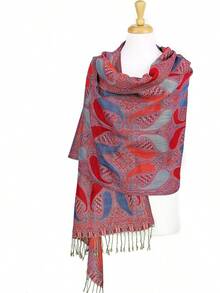 Paisley Pashmina Scarf For Women PASKMLNA - A18-6 Red-orange - View 3
