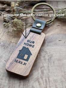 个性化木质钥匙扣 - 乔迁礼物 - 首套房 - 定制设计 - 搬家礼物 - 新居礼物 - 定制 - 客製化鑰匙圈 - 查看 2