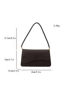 Fashionable Solid Color Asymmetrical Flip-Top Vintage Simple Elegant Shoulder Bag - Coffee - View 7