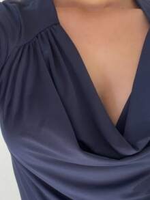 Blusa De Manga Longa Social Luxuosa Inverno  Simples    Drapeado    Noite  Escritório