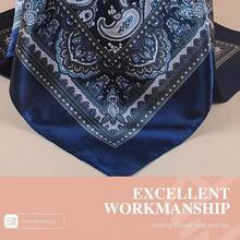 35 Inches Silk Head Scarf-Satin Hair Scarves Silk Bandana Scarf Headscarf For Women's Fashion Scarveshalloween - 佩斯利花紋 - 海軍藍 - 查看 4