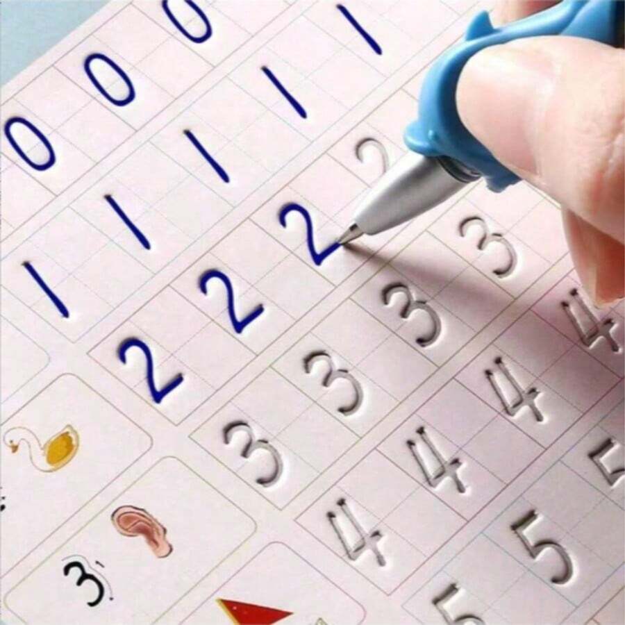 1pc/4pcs Reusable Magic Handwriting Practice Book, Calligraphy Copybook, Suitable For Children, Magic Writing Pad, Tracing Book, Holiday Gift, Stationery Gift, Learning Supplies, Birthday Gift, Christmas - No Pen Needed, Can Write With Regular Ballpoint Pen. (Color And Details Random)