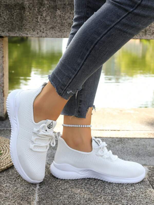 Lightweight Knit Sports Sneakers – Breathable Mesh Design, Comfortable For Daily & Fitness, Women's Athletic Footwear