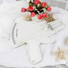 Regla de medición de grasa corporal blanca, dispositivo de medición de grasa corporal, calibrador de grasa cutánea profesional de doble resorte y cinta métrica, puede medir con precisión la grasa corporal y la forma del cuerpo. - Blanco - Ver 1