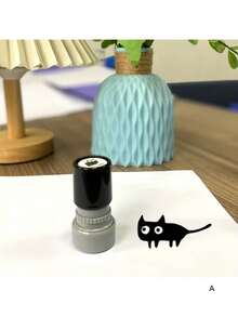 1pc Little Cat Stamp, Cartoon Fun And Cute Cat Animal Mark, Teacher's Check-In Reward Stamp, Teacher's Encouragement Black Cat Stamp Animal Stamp For Children
