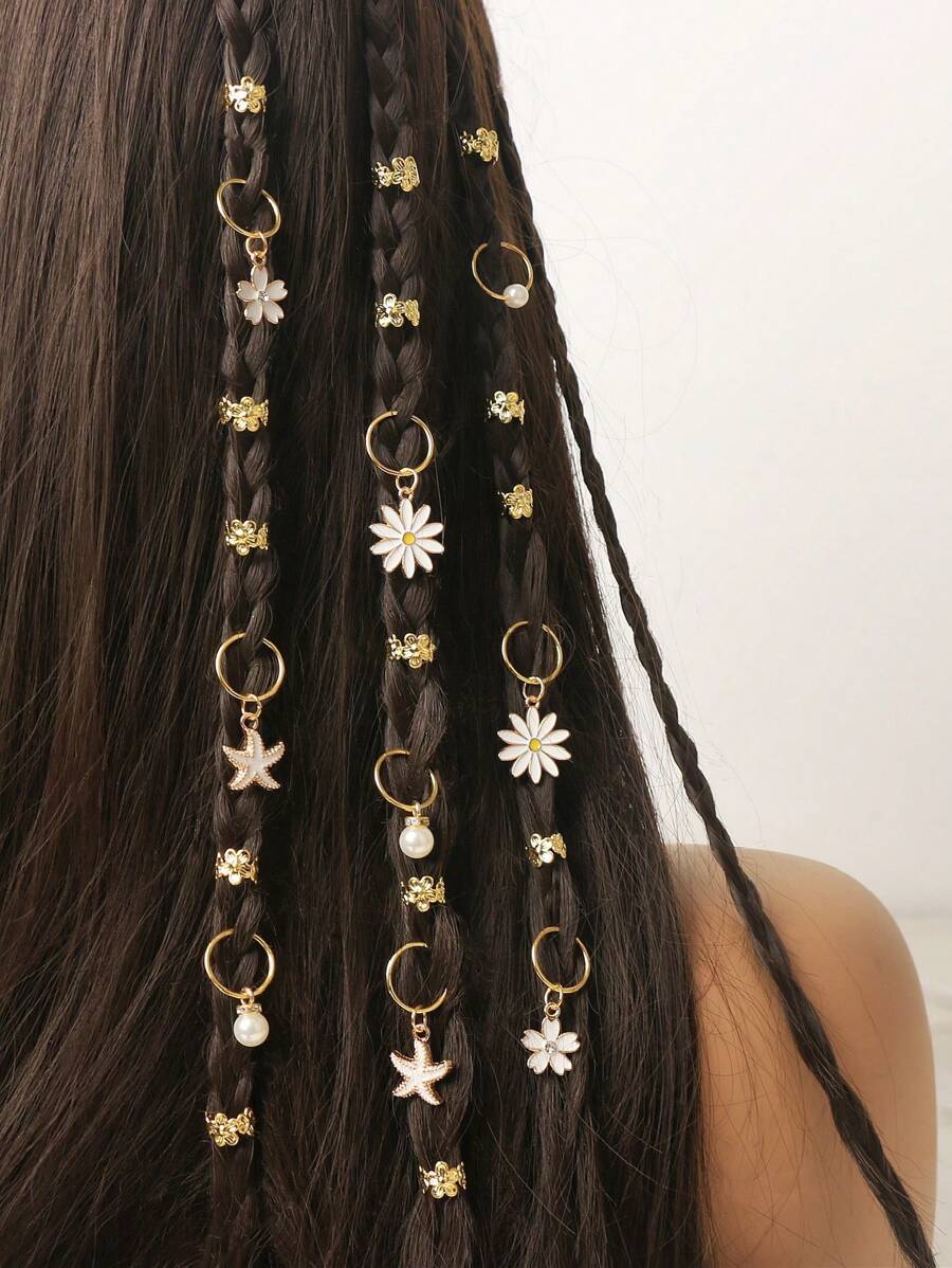 31pcs Floral Decor Hair Clips, Braided Hair Bead Hair Ties, Hair Accessories, Bracelet Bangles, Jewelry For Party Music Festival, Summer Accessories, Travel, Claw Clips, Hair Slide, Hair Claws