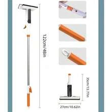 1 Stück Fensterreinigungsset für Zuhause, Hochreicht Fensterreiniger Sprüher & beidseitiger Abzieher mit Mopp-Griff